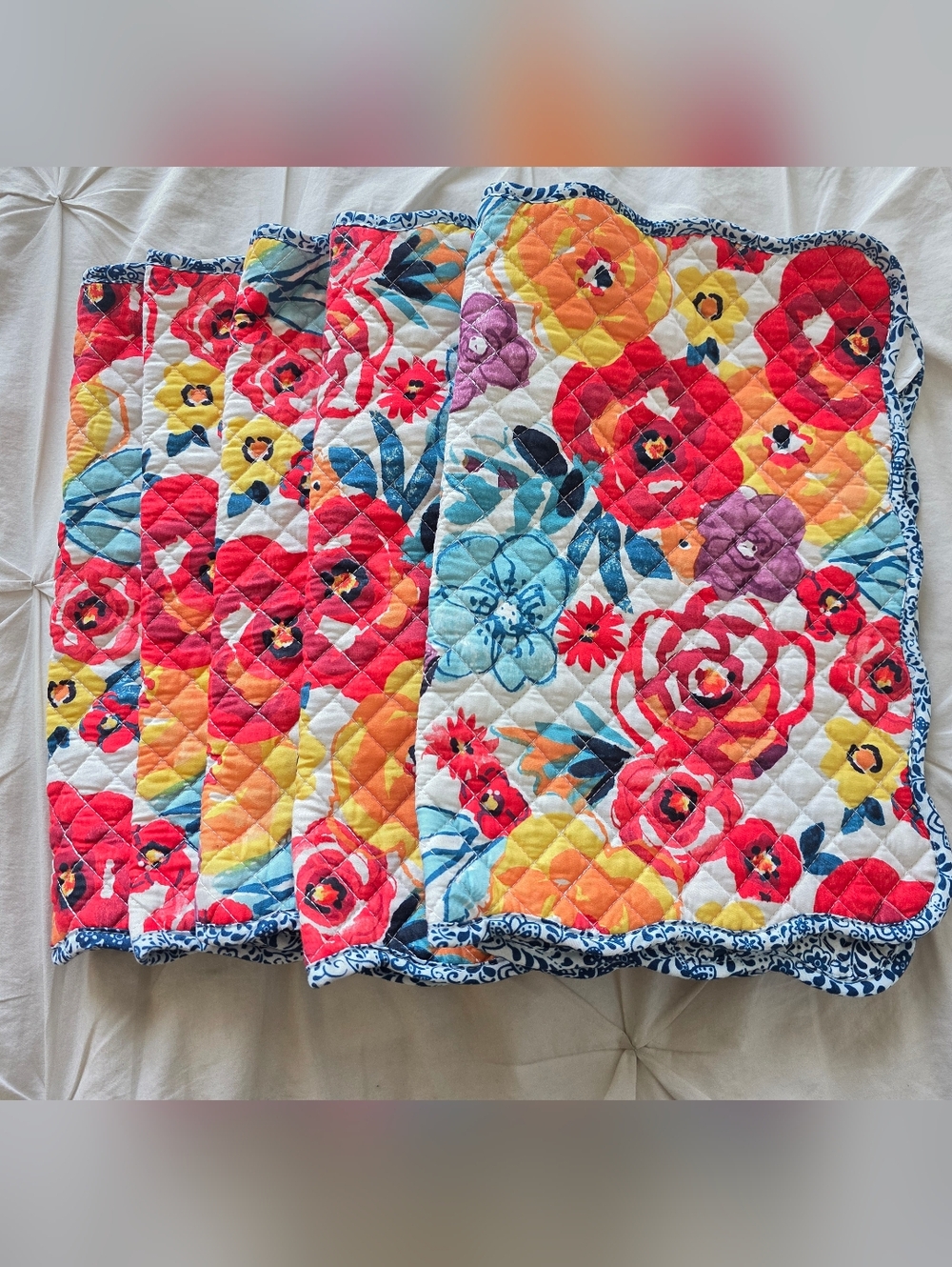 5 Pioneer Woman Quilted Floral Placemats Colorful Cottage Kitchen Decor